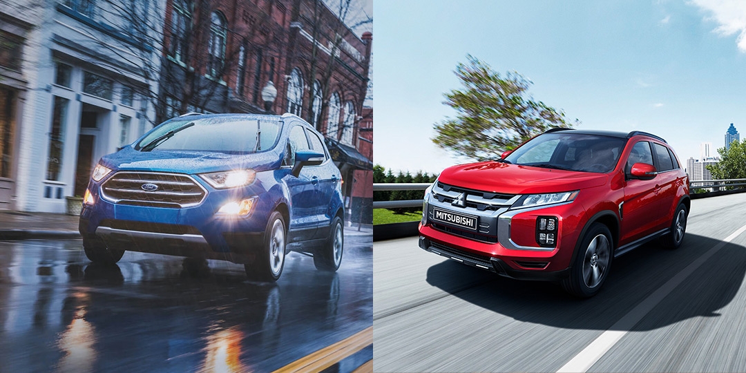 Comparatif entre le Ford Ecosport 2021 (gauche) et le Mitsubishi RVR 2021 (droite)